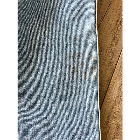 Vintage Revolt Jeans Faux Leather Trip 1990s Racing Stripe Red Sz 9 Denim Light - Picture 4 of 7